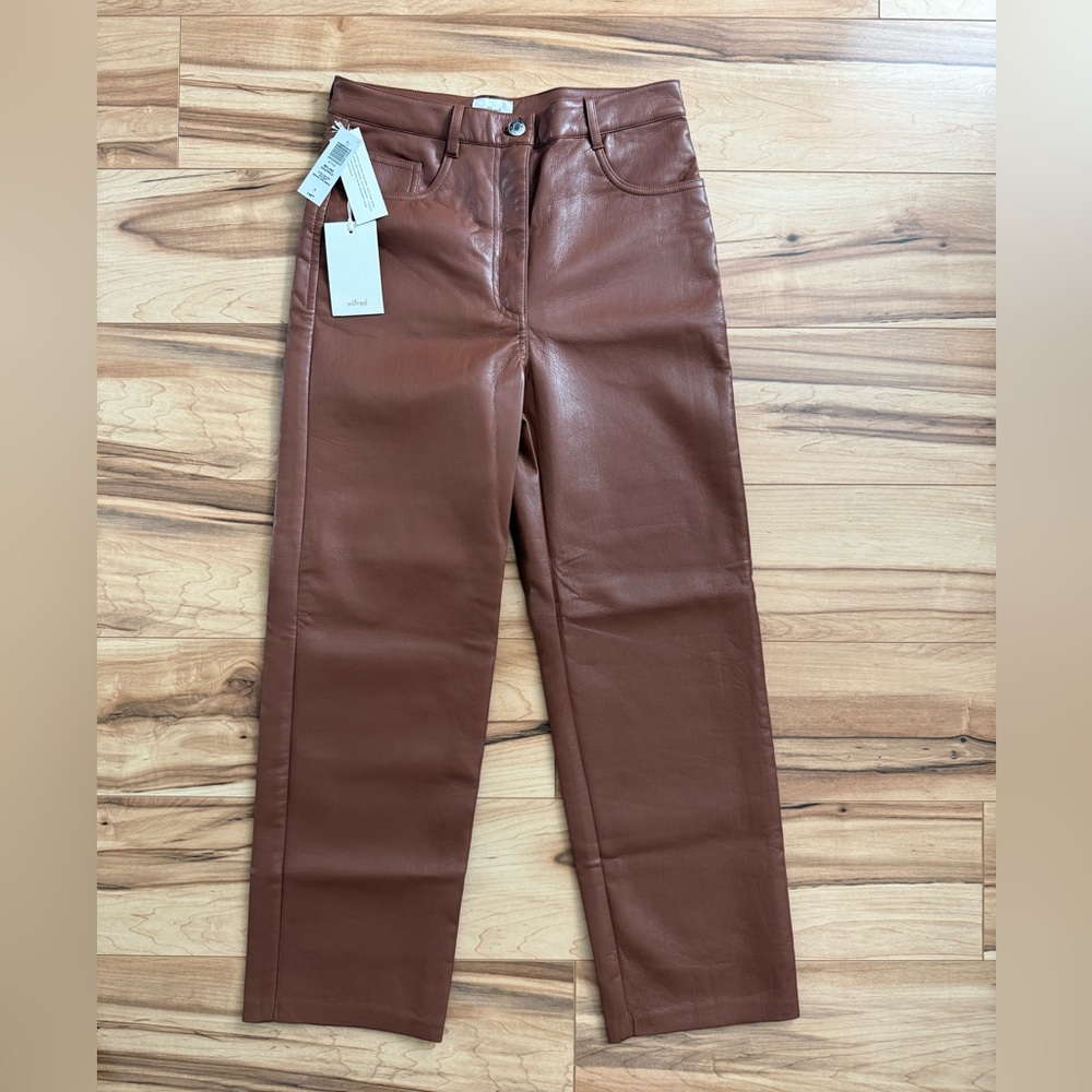 Aritzia Wilfred Brown Faux Leather Pants